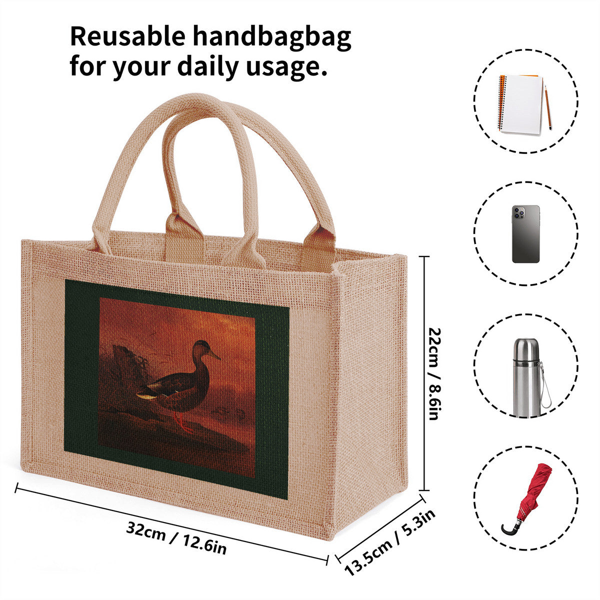 Duck and Cover Shop Vintage  Burlap Tote Shopping Bag